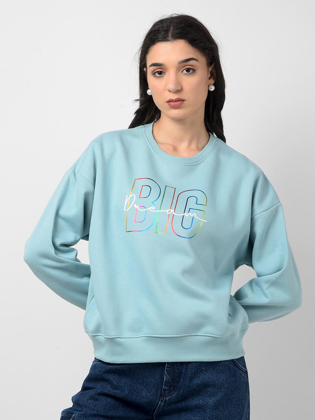Numero Uno Women Typography Green Sweat Shirt